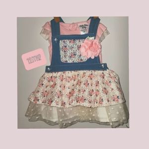 Skirted Overalls Adorable w/ matching onsie